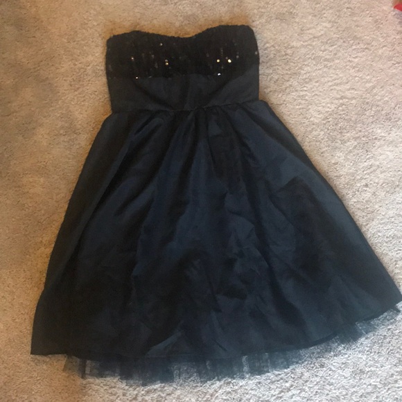 Black strapless, sparkle top cocktail dress. - Picture 1 of 2